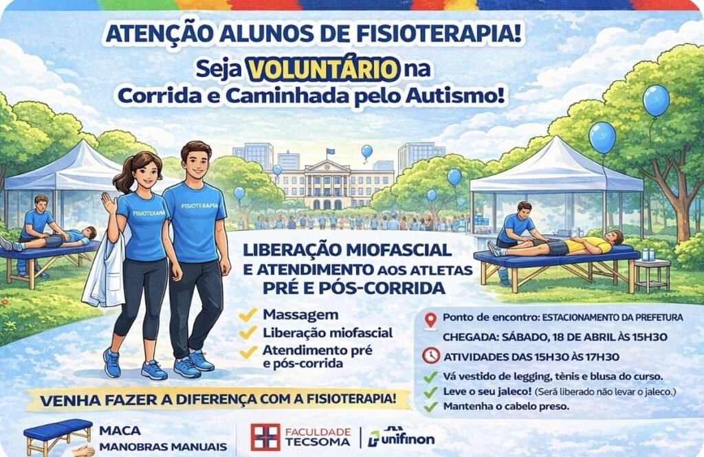 Atendimento de Fisioterapia na corrida e caminhada pelo autismo.