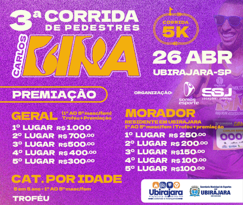 3ª CORRIDA DE PEDESTRES CARLOS BIRA – 5KM