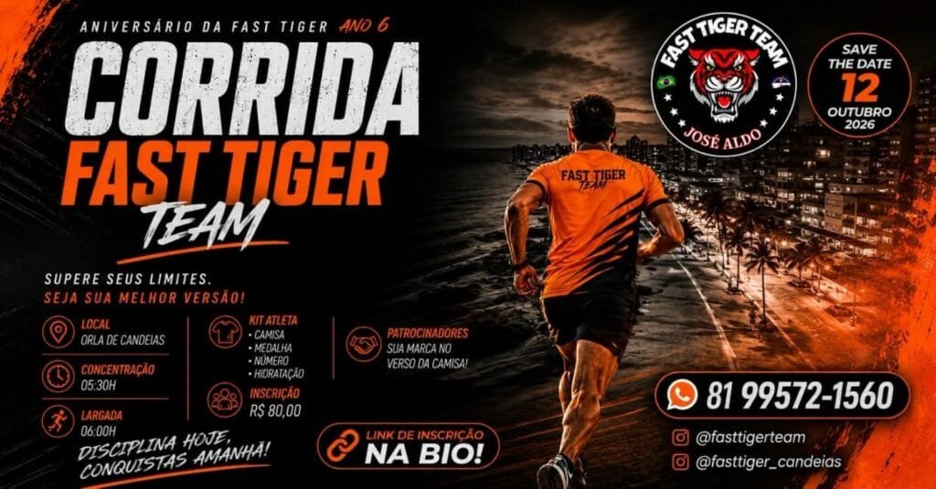 Corrida Fast Tiger Team Ano 6: Inscrições e Percurso em Jaboatão dos Guararapes