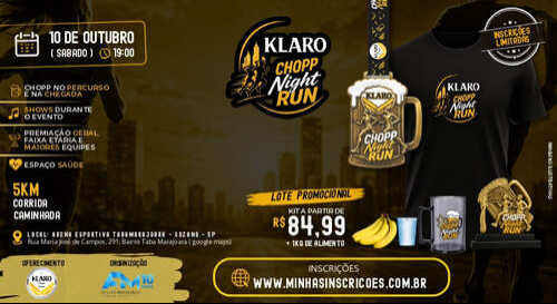 Klaro Chopp Night Run 2026: Inscrições e Percurso em Suzano