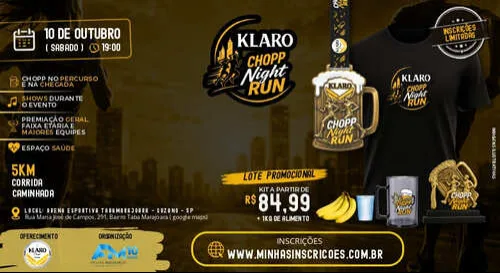 Klaro Chopp Night Run 2026: Inscrições e Percurso em Suzano