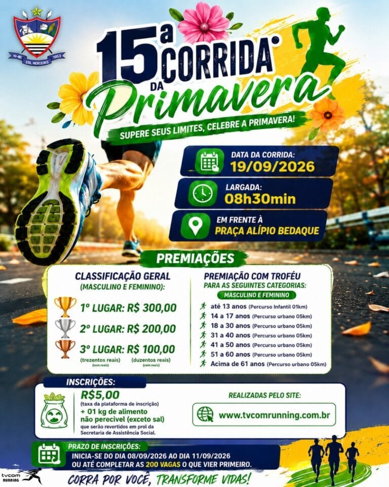 15ª Corrida da Primavera Santa Mercedes 2026: Inscrições e Percurso em Santa Mercedes