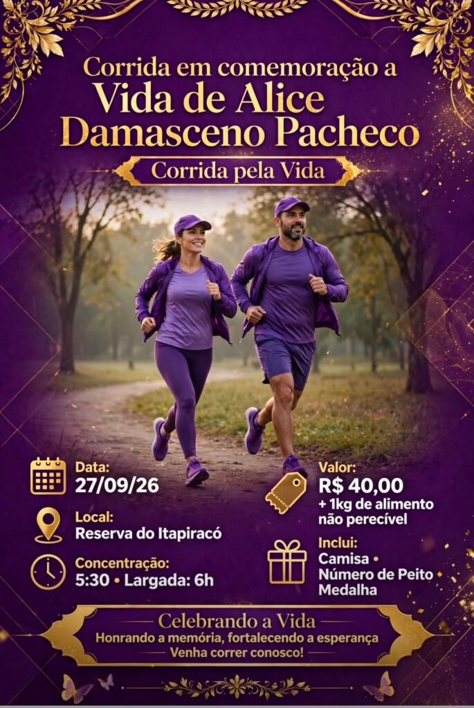 1ª Corrida pela Vida Alice Damasceno 2026: Inscrições e Percurso em São Luís