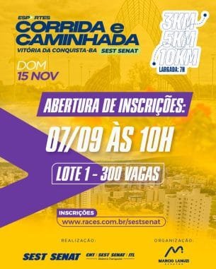 Corrida SEST SENAT 2026: Inscrições e Percurso em Vitória da Conquista