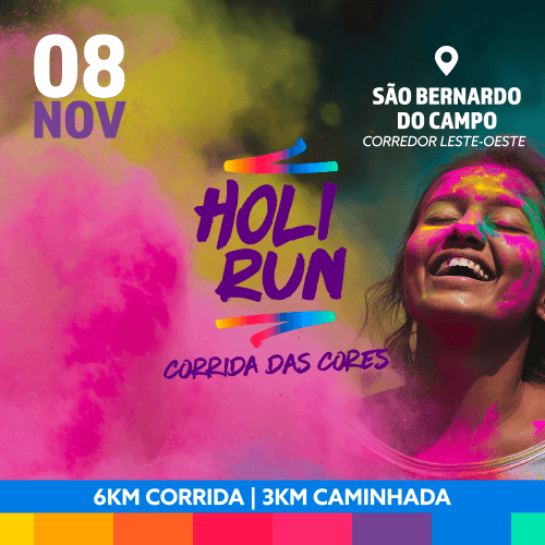 Holi Run – Corrida das Cores São Bernardo do Campo 2026: Inscrições e Percurso em São Bernardo do Campo