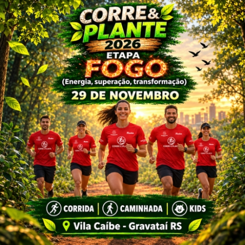 Corre & Plante – Etapa FOGO 2026: Inscrições e Percurso em Gravataí