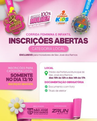 Corrida 100 Mulher 2026: Informações em São José dos Ramos